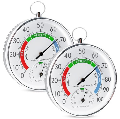Vegena 2pcs Termometro Igrometro Analogico, Termoigrometro Di Precisione, Termoigrometro Misuratore Di Umidità Per Temperatura Termometro Per Esterno Termometro Analogico Per Interni Esterno