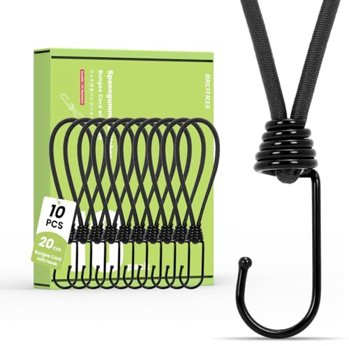Brotree Spanngummi mit Haken 10 Stück 20cm Expander mit Haken Kurz Gummispanner Planenspanner mit Haken für Plane, Zelte, Banner, Anhängerplane und Netze