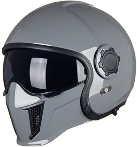 BYFHHHH Motorradhelm,ECE-Zertifizierter Integralhelm Mit Visier Jethelm Rollerhelm Mofahelm Chopper Retro Vintage Jethelme Sturzhelm Chopperhelm B,M=57~58CM