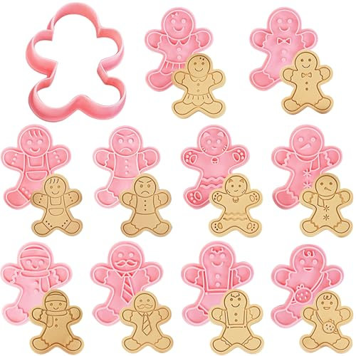 YeahBoom 10 Pezzi Formine Biscotti Natale,3D Pressable Formine per Biscotti,Tagliabiscotti 3D Natale Set,Stampi Biscotti Natalizi Plastica,Stampo Biscotti Natalizi per Decorare Biscotto Dolci Torta