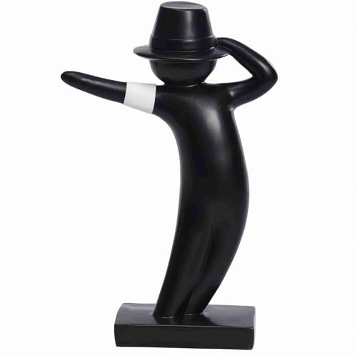 Scultura di Michael Jackson, Statua in resina per decorazione domestica, Figura decorativa moderna per soggiorno, scrivania e libreria, Collezione di ornamenti artistici (Nero)