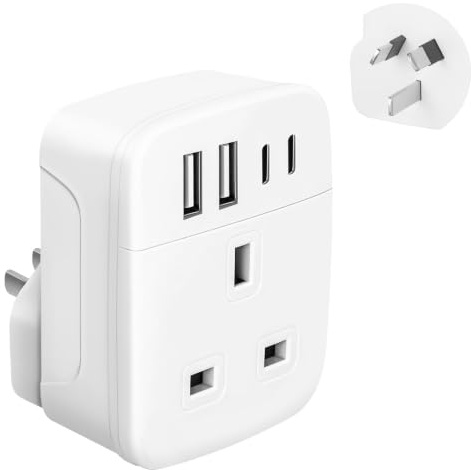 UK to Australia Plug Adapter,SHUOMAO UK to Australia China Travel Adaptor | 4 USB(2 USB C),Power Adapter Converter Plug for Australian,Chinese,New Zealand,Fiji,Argentina(Type I)