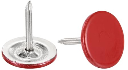 QUARKZMAN 60 Stück Reißnägel Rot, 11mmx13mm Flachkopf Pinnwandnadeln Dekorative Möbelnägel Daumennagel Reißzwecken für Ziernägel, Zuhause, Büro, Wandbehäng, Möbel Sofa Kopfteile