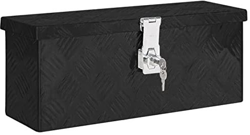 IKAYAA Caja de Herramientas de Aluminio 50 x 15 x 20.5 cm Resistente a la Corrosión con Sistema de Cierre de Almacenamiento de Herramientas Maletín Seguridad y Transporte Negro