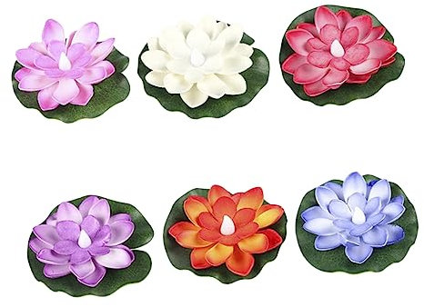 PRETYZOOM 6 Pièces Lampe à Eau Flottante Lotus Fontaine d'eau de Jardin nénuphars pour bassins Cascade Decoration Piscine Decoration Jardin Beaux Accessoires de Fleurs décorations de Fleurs