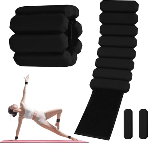 Omtofo 2 PCS Handgelenkgewichte Knöchelgewichte Set Gewichtsmanschetten für Yoga, Tanz, Barre, Pilates, Cardio, Aerobic, Walking(Schwarz)