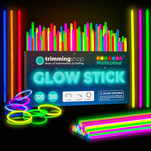 Lote de 100 palos fluorescentes de alta calidad de 20,3 cm con conectores para hacer collares de neón, pulseras, regalos de fiesta, bolsas de fiesta para niños - Accesorios de
