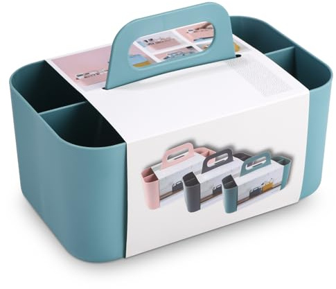 Azyvum Mehrzweck Korb Organizer,Tragbarer Stapelbarer Kunststoffkorb mit Griff,Reinigungskorb, Bastelkorb,Schreibtischkorb,Bathroom Organizer,Aufbewahrung für Kunst und Make-up (Grün)
