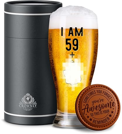 CROWNLY CRYSTAL® Copas Personalizadas 60 Años Regalos Originales Para Hombre Regalos Personalizados Copas De Cerveza Regalo Padre
