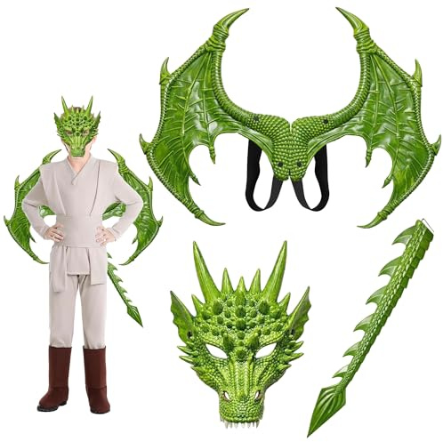 Taechalingo Drache,Maske Drache Erwachsene,Halloween Dragon Set,Dinosaurier Cosplay Set für Halloween Party Karneval