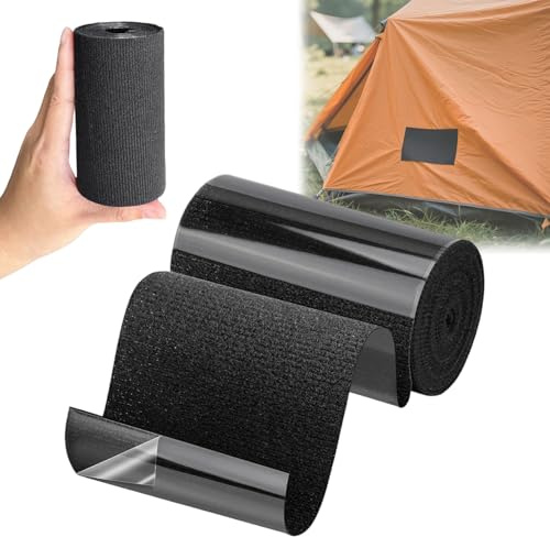 Zeaying Gewebe-Reparaturband, Flicken Reparatur Stoffklebeband, Reparaturband Segeltuch Markise, 10x200cm, für Möbel, Daunenjacke, Risse oder Löcher in Stoff, Zelt, Segel, Wasserdicht, Schwarz