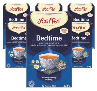 Yogi Tea, Bedtime, Organic Herbal Tea, Naturally Caffeine Free, Blend of Fennel, Chamomile Flowers and Valerian Root, 6 Packs x 17 Tea Bags (102 Teabags Total)
