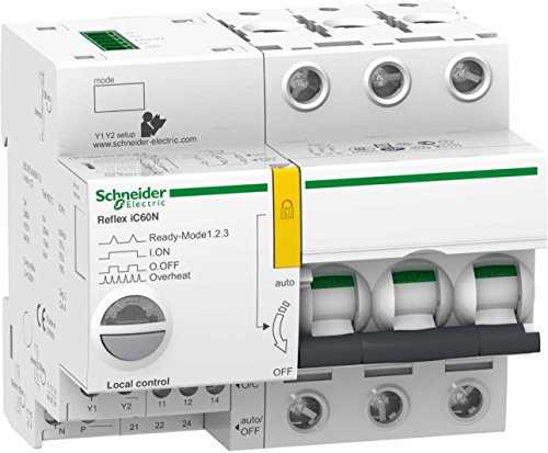 Schneider A9C62316 Reflex iC60N Ti24 16A 3P C, Fernschaltbarer Leitungsschutzschalter, weiß
