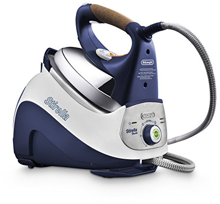 De'Longhi PRO1847 Stirella Ferro da Stiro Professionale con Caldaia a Carica Continua, Capacità serbatoio 1,1L, Colpo vapore di 200gr, Funzione ECO, Vapore verticale, Blu/Bianco