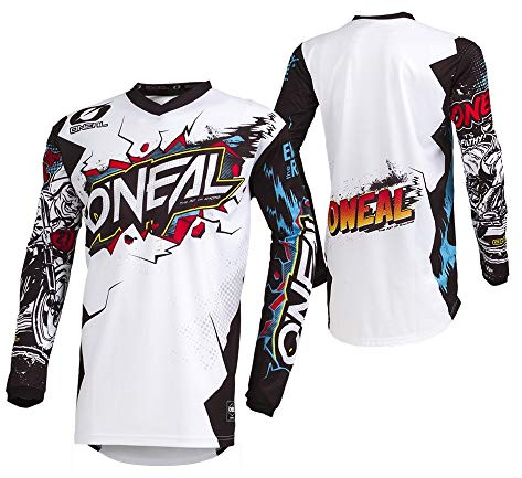 O'NEAL MX Jersey Element Villain - Weiß | Technisches MTB/MX-Jersey mit starkem Design, Schutz & maximalem Komfort für kompromisslose Rider, Sportshirt, Bikeshirt