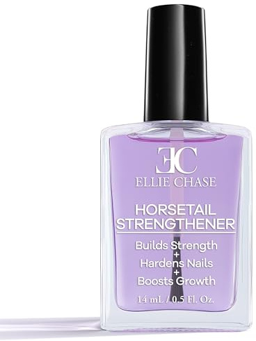 Ellie Chase Horsetail Nail Strengthener, Growth, Hardener, Repair Treatment Polish 0.5 OZ/Help Splits, Breaks, Thin, Weak, Chipped, Damaged, Cracked, Peeling Nails/Grow Strong Hard Thicker Nails