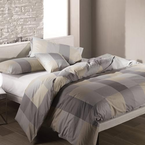 Caleffi - Set Copripiumino Matrimoniale Cotone con Sacco Copri Piumone Matrimoniale 255x200 Patella 40 cm + 2 Federe Cuscino Letto 50x80, Parure Copripiumino Matrimoniale Morbido Resistente e Lavabile