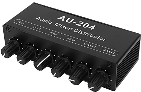 Stereo Audio Splitter Box Mini Preamplifier Headphone Amplifier 2 Way Input 4 Way Output 3.5mm Drive Four Headphones Lossless