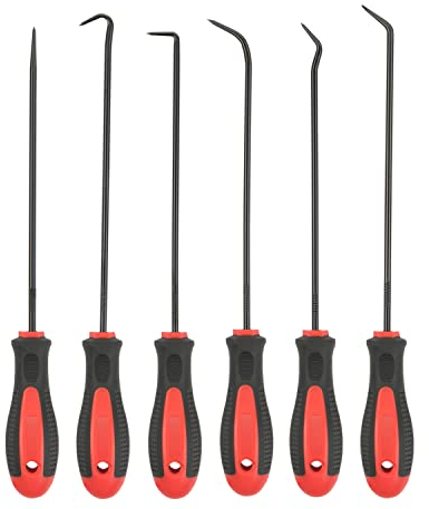 ROTATION Lot de 6 crochets de précision extra longs avec tige en acier au chrome vanadium pour enlever les tuyaux et les joints, outils d'entretien automobile et électronique