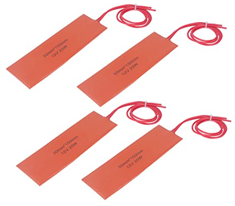 Tappetino Riscaldante in Silicone 50X150mm, 4 Cuscinetti Riscaldanti in Gomma Siliconica 12V 20W Tappetino Flessibile per Coperta Elettrica Tappetino Riscaldante 200 ℃ Max