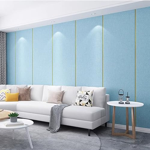 Peler Et Coller Du Papier Peint Panneaux Muraux En Lin Isolation Thermique Panneaux Insonorisés Doux Décor De Papier Peint De Chambre à Coucher Pour Murs Int(Size:65x280cm/25x110in-5roll,Color:Blue1)