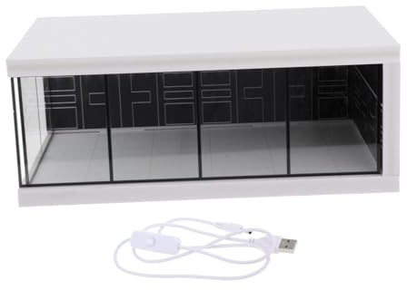 Perfeclan PerfeclanModellauto-Vitrine 1:64 mit LED - Garagen Display Case mit Staubdichter Abdeckung - Ideal für Sammlerstücke, Vatertagsgeschenke & Deko,Schwarz
