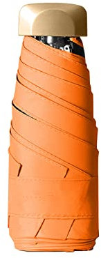 RybdaFDc ombrello, ombrello da spiaggia, Mini Ombrello da Borsa, Compatto da Viaggio Leggero e Portatile, Ombrellone Antivento con Protezione UV al 99% for Donna Uomo(Color:Orange)