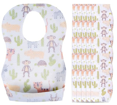 DHSBGWSX 25 Stück Baby-Lätzchen, Baby-Lätzchen, Faltbare Tier-Lätzchen, Ärmellose Baby-Entwöhnungs-Lätzchen, Verstellbare Lätzchen