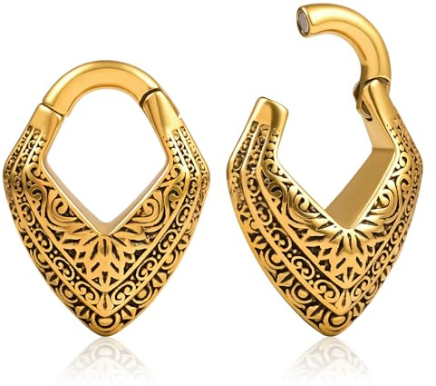 DOEARKO Pesos Dilataciones Orejas Expansores de Oreja de Túnel de Carne de Acero Inoxidable Túneles para Orejas Piercing Joyería para Hombres y Mujeres 6mm (Oro)