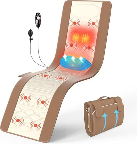 Full Body Massage Mat with Heat, Back Massager for Pain Relief Deep Tissue, Back Massage Pad with Lumbar Support Traction Device, 10 Vibration Motors & 5 Massage Modes, 2 Heating Pads for Back