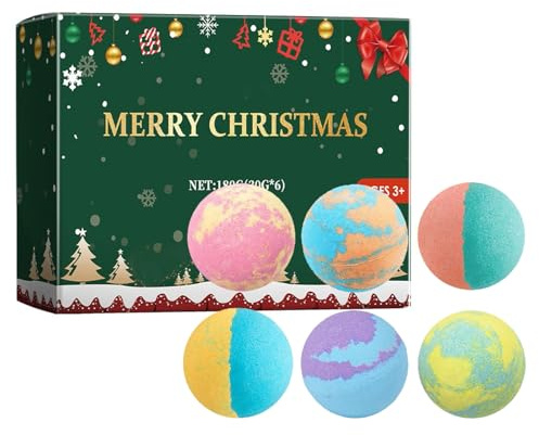 Set da 12 palline da bagno per bambini, bombe da bagno per bambini, bombe da bagno di Natale, in schiuma colorata naturale, per ragazze e ragazzi, regalo di compleanno (6 pezzi)