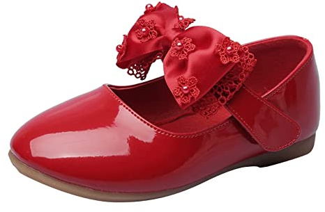 Allbestop Sandales Fille, Chaussons De Danse Classique Ballerines Fille Chaussure Bebe Ballerine Enfant Chaussures pour Mariage(Rouge,25)