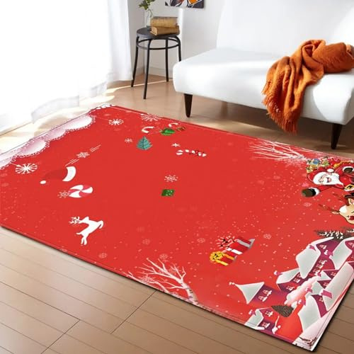 Teppich Läufer Flur Frohe Weihnachten Cartoon Weihnachtsmann 3D Küchenläufer, Lange Korridor Teppich, Für Flurtreppen Schlafzimmer,rutschfest Schallschutz Türmatte Mit 90 X 150 cm - Lei -582861407271