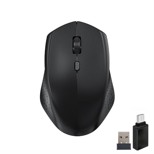 Wowssyo Mouse senza fili, USB 2.4G e mouse Bluetooth Dual Mouse, mouse ergonomico con DPI 800/1200/1600, mouse wireless per laptop, PC, iOS, Android, iPad, Windows – Nero