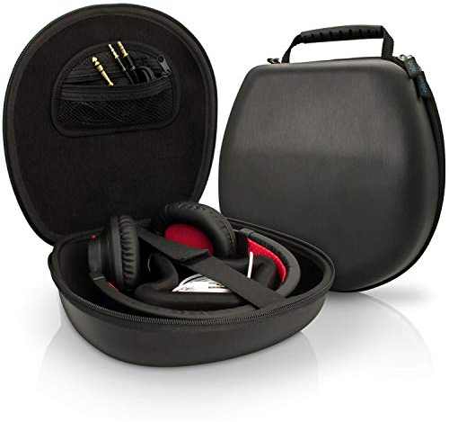 iGadgitz U3804 EVA Hard Case Cover Suitable for Fixed (Non-Folding) Headphones - Black