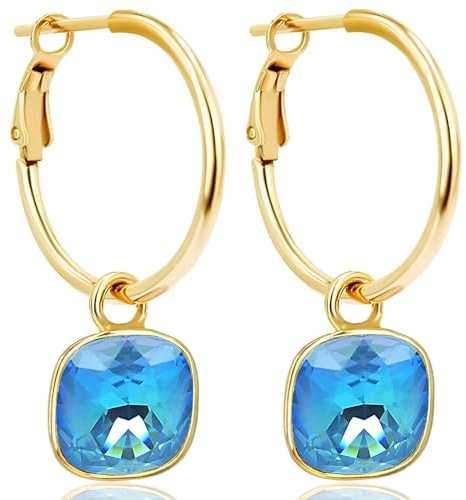 Gold Creolen Charm Anhänger Markenkristalle Ohrringe 925 Sterling NOBEL SCHMUCK