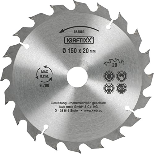 kwb Kreissägeblatt 150 x 20 mm, schneller Schnitt, mittlere Güte, Sägeblatt geeignet für Weich- und Hartholz, Tischlerplatten und Spanplatten