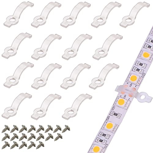 VIPMOON 100 Stück Led Strip Befestigung 8mm LED Strip Halter mit Schrauben | LED Befestigungsclips Montagehalterung schraubbar für LED Streifen Licht LED Streifen Clips mit Schrauben