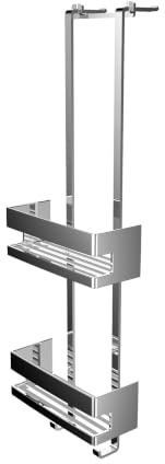 Emco SYSTEM2 Türetagere mit Zwei Duschkörben, hochwertige Duschablage zum Hängen aus Metall, Duschkorb ohne Bohren für Badutensilien, chromfarben, Chrom, 10,5