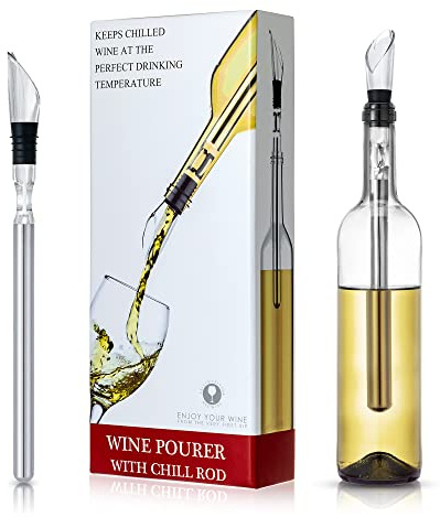Wine Chiller Ice Red Wine Bottle Stainless Steel Cooler Chiller Stick Container Freezer 3 in 1 with Aerator and Pourer Wine Accessories