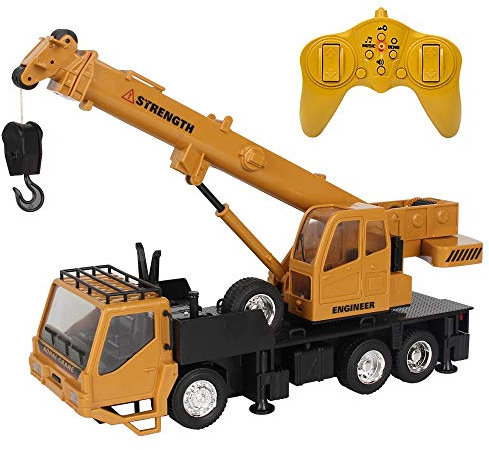 FeiWen Juguete De Grúa 8 Canales De Control Remoto Profesional De Grúa 1:24 Grúa De Control Remoto con Luces y Sonidos Juguete para Niños Regalo para Niños