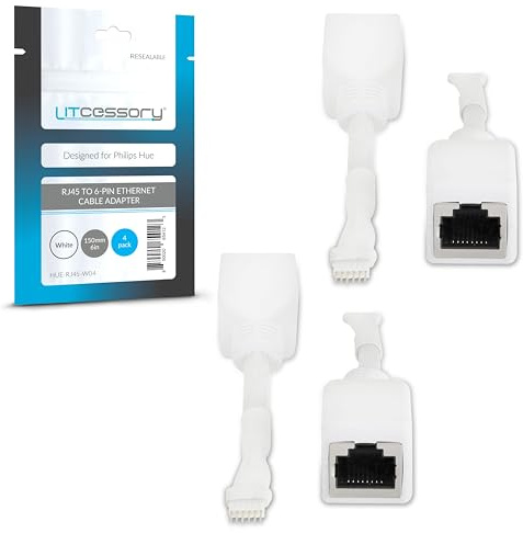 Litcessory RJ45 auf 6-Polig Ethernet-Adapter für Philips Hue Plus