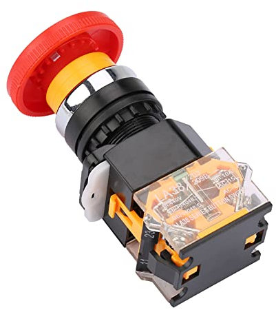 Garosa Interruptor De parada De Emergencia 22Mm, Botón Rojo Seta Grande 10A 220/380V Accon contactos No Nc para control Industrial Y Maquinaria