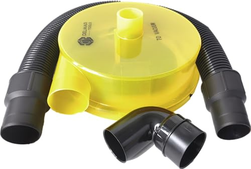 Delmar Tools Low Profile Dust Separator With Lifetime Warranty, Wet/Dry Shop Vacuums, 99% Efficiency, Included 90° Adapter and 2.5 Hose, Attaches to 5 Gallon Buckets in Seconds, Maximum Suction