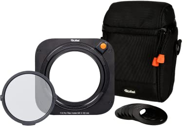 Rollei Filterhalter-Set MK 3. Rechteck-Filterhalter inkl. magnetischem CPL Filter,Adapterringen von 52 bis 82mm und Filtertasche