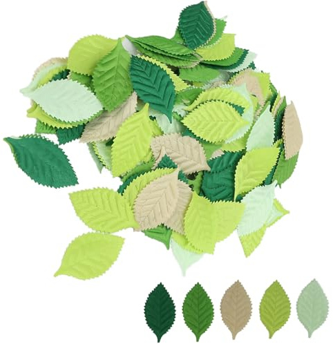 Hapivida 200 Stück Künstliche Blätter, Polyester Grüne Bastelblätter | Wasserdicht, zum Scrapbooking, Lesezeichen, Girlande, Hochzeits Dekorationen
