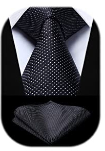 HISDERN Herren Krawatte Hochzeit karierte Krawatten Taschentuch Blumen Elegant Klassisch Krawatte & Einstecktuch Set