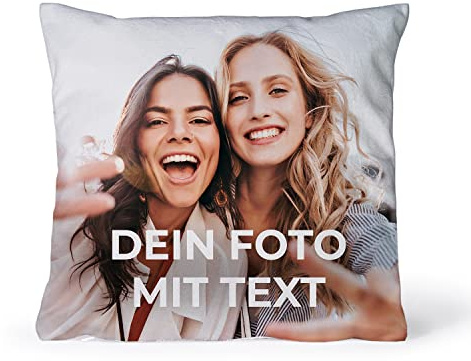 PICANOVA Personalisiertes Kissen mit Foto & Text Bedruckt - Premium Fotokissen mit Füllung 40x40cm - Individuell Bedruckt Schlaf- und Wohnzimmertauglich - Personalisierte Geschenk