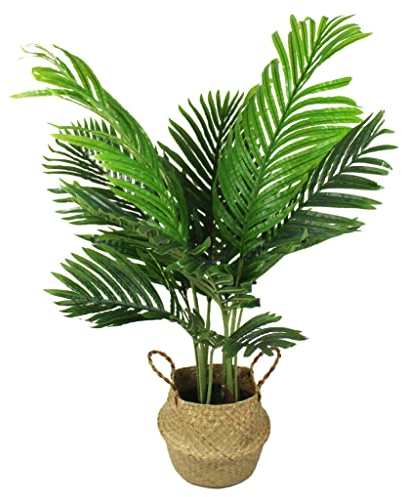 Arnusa Künstliche Palme 90cm im Seegraskorb Kunstpflanze Kunstpalme Dekoration Pflanze Zimmerpflanze mit Topf (1)