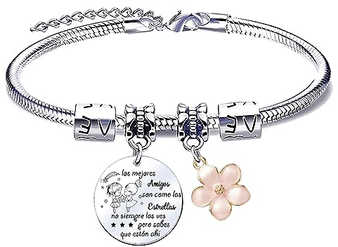 Amistad Regalo Mejor Amiga Pulsera Joyería Familia Amistad Regalo para Tu Mejor Amiga Pulsera Acero Inoxidable con la Letra (2)